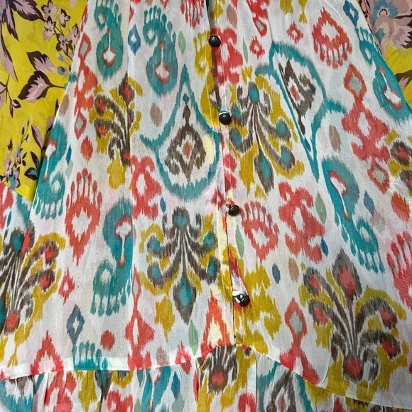 Anthropologie Maureen Babydoll Tunic Blouse Sheer Multicolor Floral Paisley M - Picture 11 of 16